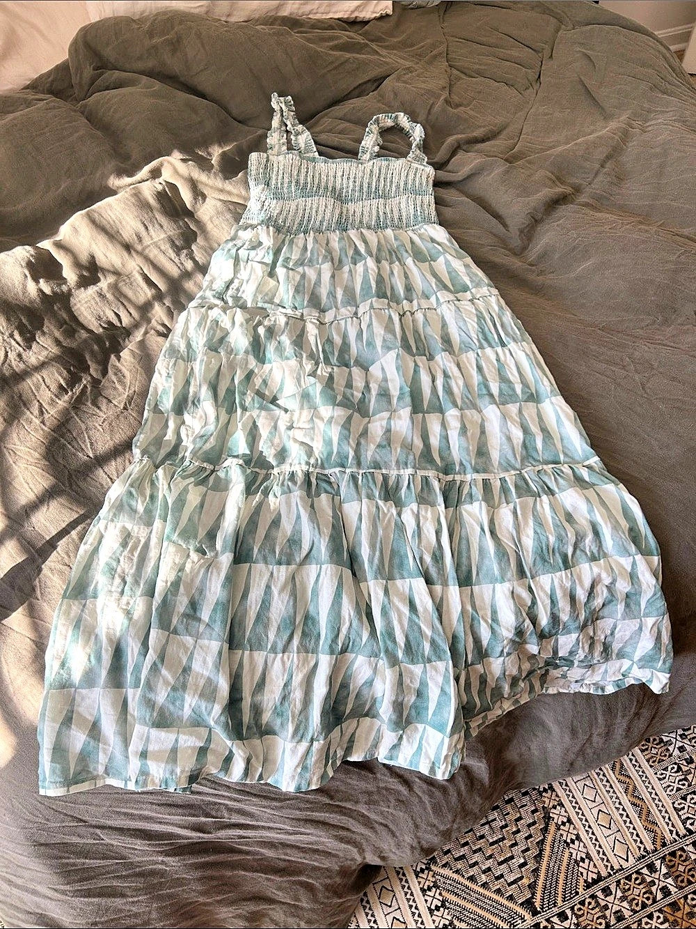 Marine Layer Geometric Dress in green & White